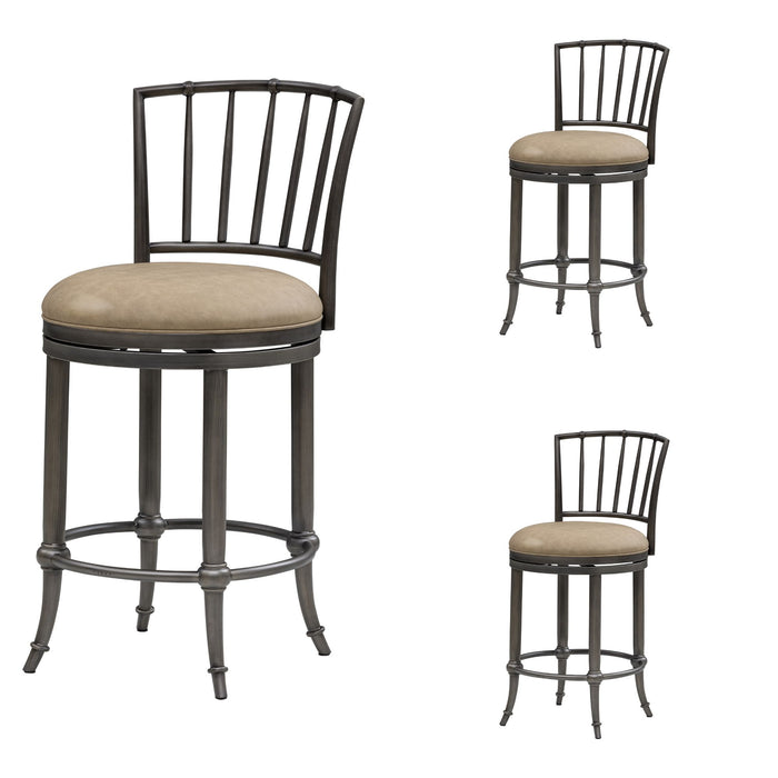 Vince - Commercial Grade Steel Frame Faux Leather Upholstered Swivel Counter Height Barstool