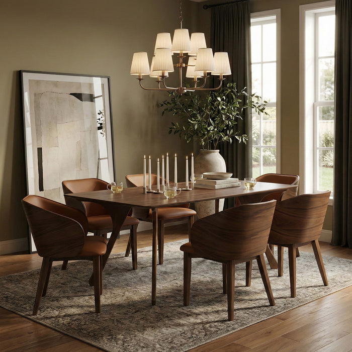 Glenwood - 71" Solid Wood And Walnut Veneer Dining Table - Brown