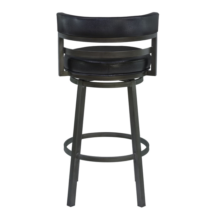 Madrid - 26" Counter Height Metal Swivel Barstool - Ford Black Pu And Mineral Finish