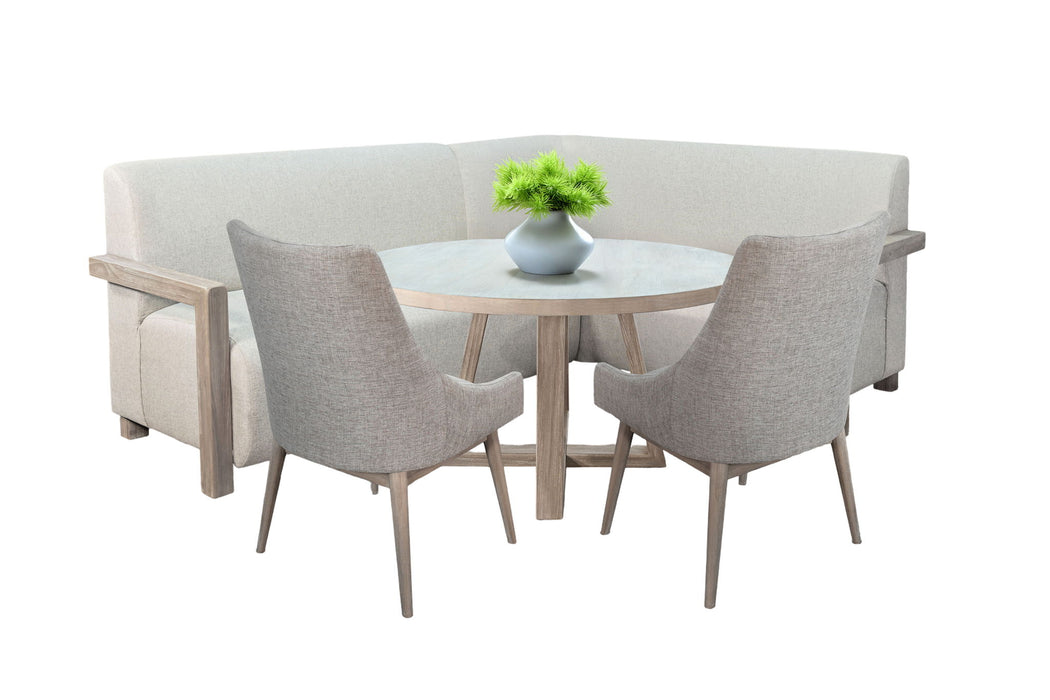 4-Piece Upholstered Dining Set (Bench, Table, 2 Highback Chairs) - Wheat