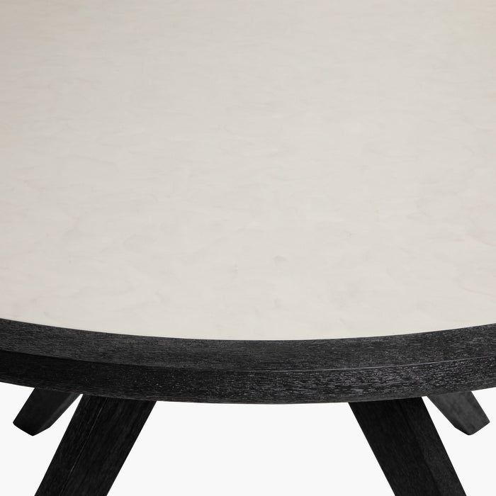 Cezar - 51" Round Outdoor Dining Table, Seats 4 - Black & White Veinstone
