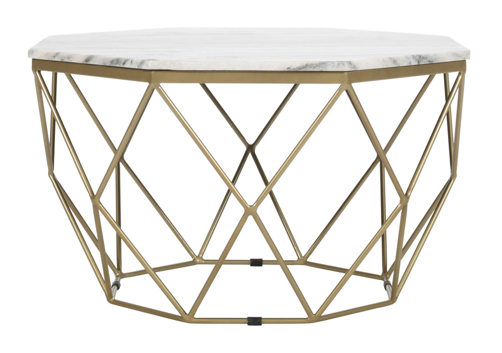 Callista - Octagonal Cocktail Table - White / Gold