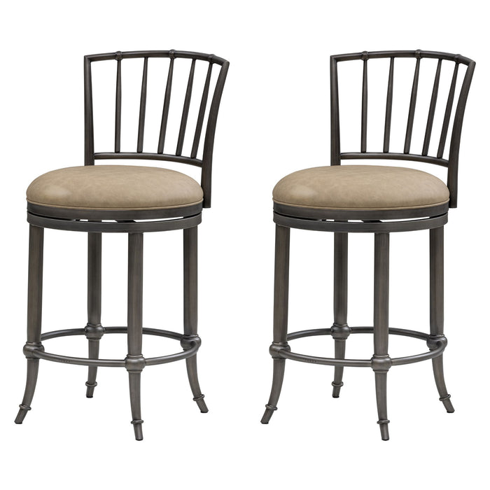 Vince - Commercial Grade Steel Frame Faux Leather Upholstered Swivel Counter Height Barstool