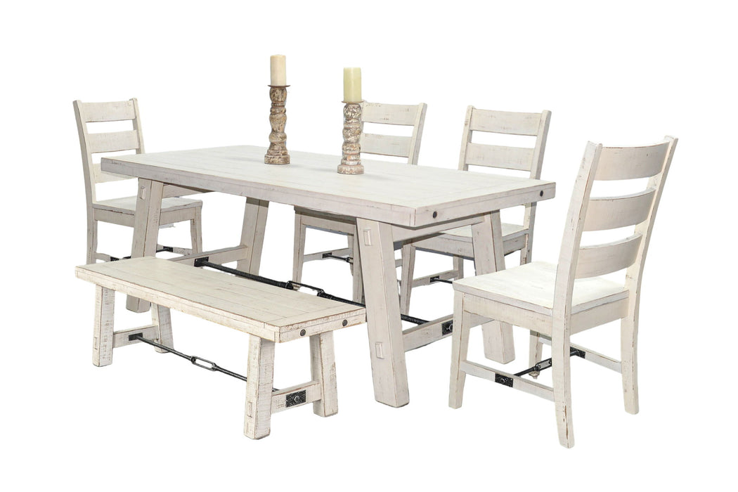 6 Piece Dining Set With Turn Buckle - White Sand