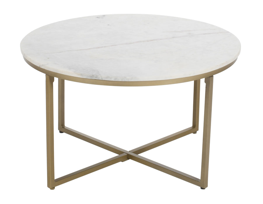 Riley - Round Cocktail Table - White / Gold