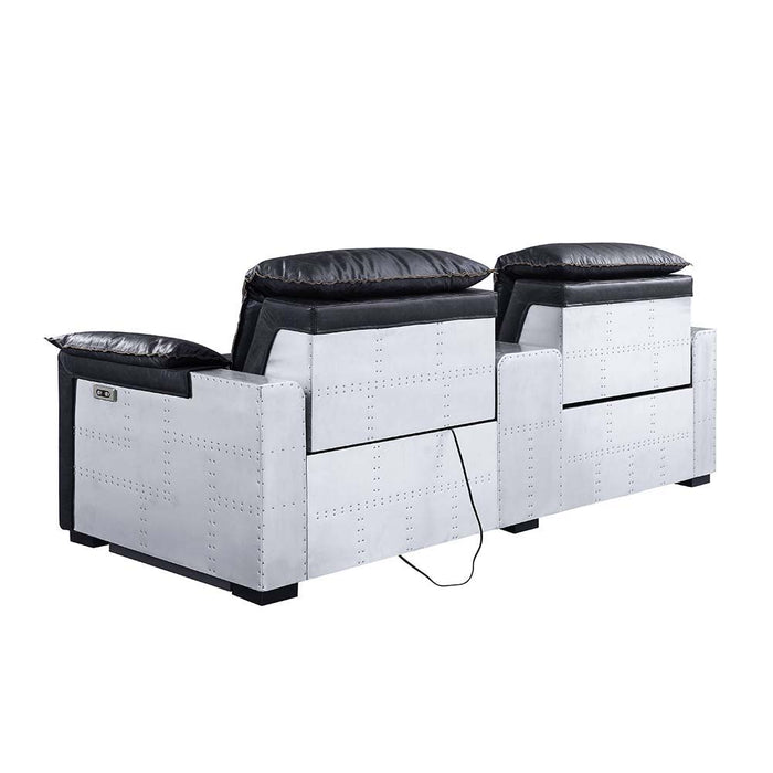 Misezon - Power Motion Recliner - Black Top Grain Leather & Aluminum