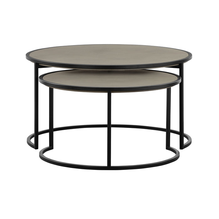 Rina - 2 Piece Nesting Coffee Table Set - Concrete / Black