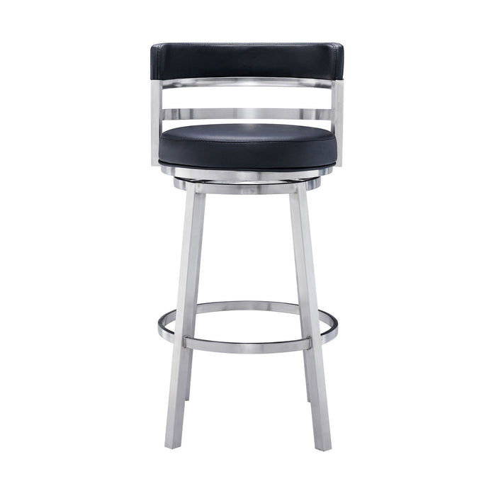 Titana - Swivel Faux Leather And Brushed Stainless Steel Bar Stool