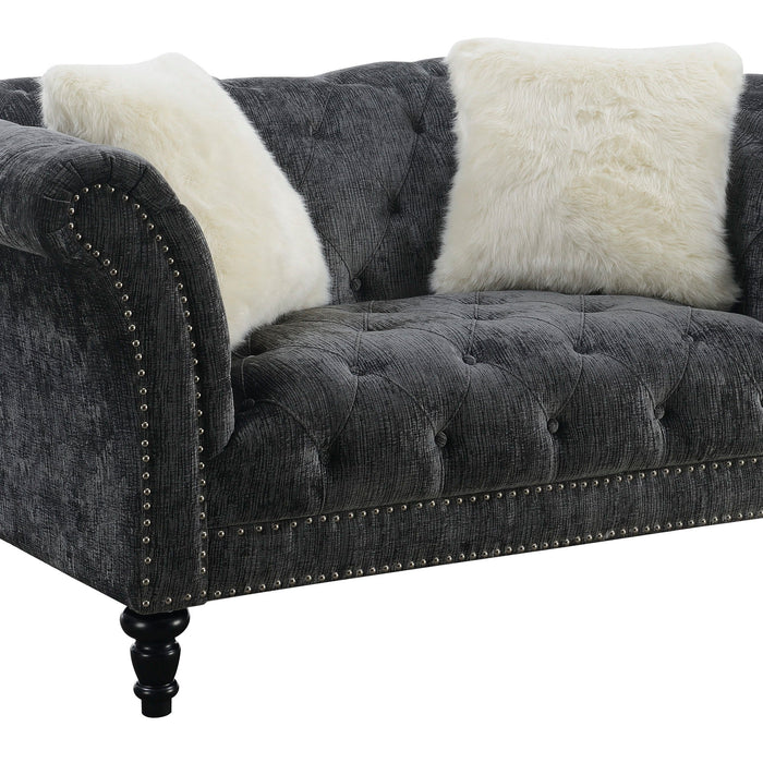 Hutton Ii - Tufted Loveseat - Charcoal Gray