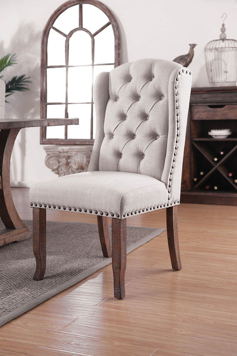 Gianna - Wingback Chair (Set of 2) - Rustic Oak /Ivory