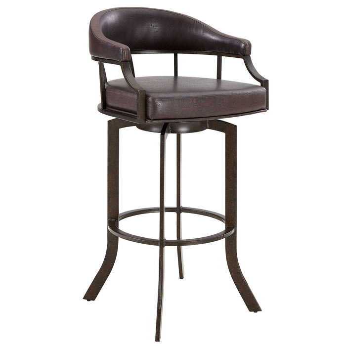 Edy - Swivel 30" Auburn Bay And Brown Faux Leather Bar Stool