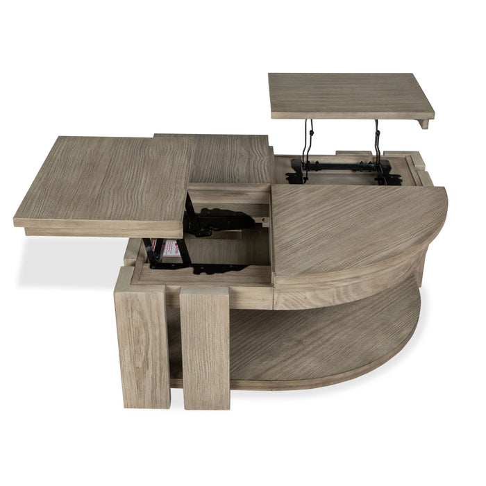 Conrad - Pie Shaped Lift Top Cocktail Table With Casters - Stone Harbor Gray