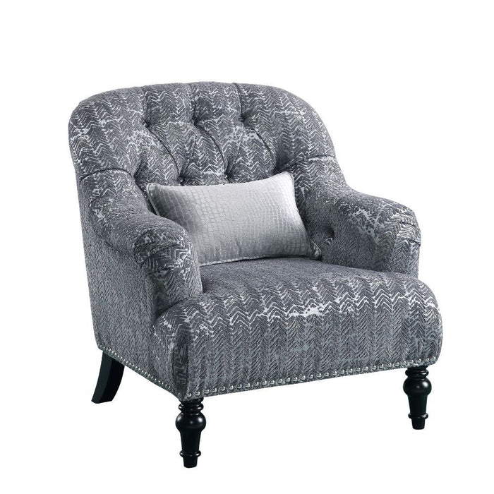 Gaura - Chair With Pillow - Dark Gray Velvet