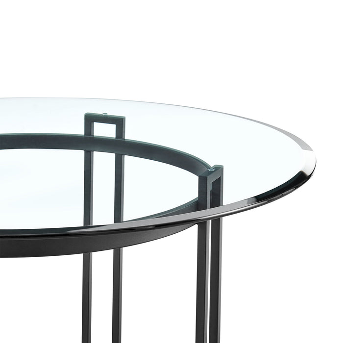 Tibet - Contemporary Round Glass Dining Table - Matte Black