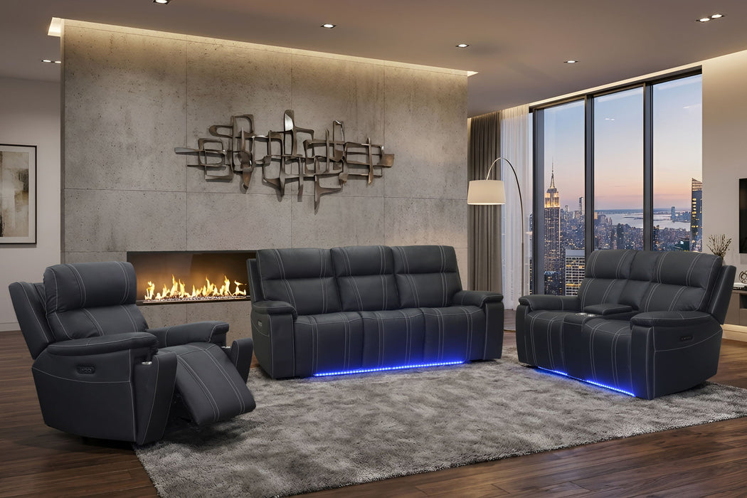 Hartley - Reclining Sofa With Power Headrest & Footrest - Black