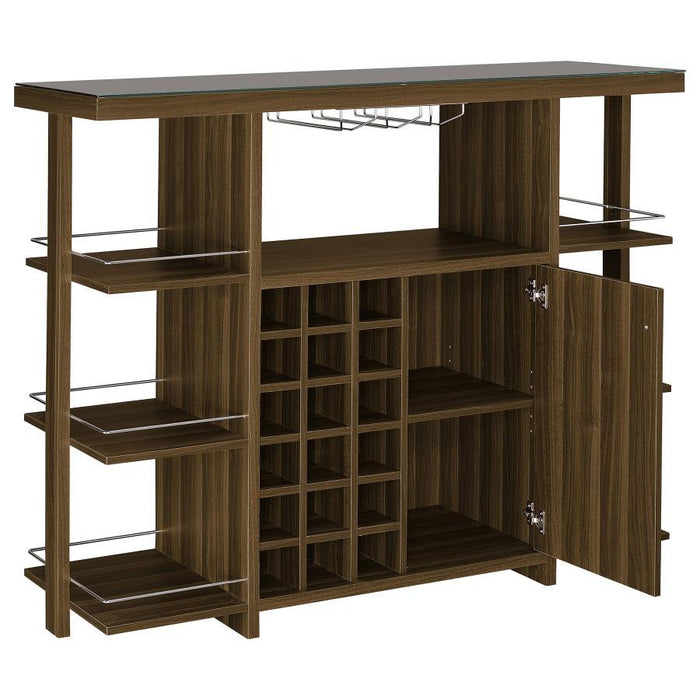 Evelio - Bar Unit With Wine Bottle Storage - Walnut