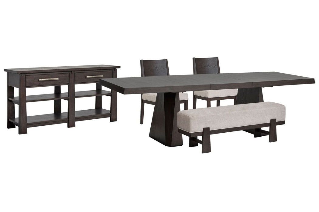 Tauren - 5 Piece Extendable Double Pedestal Dining Table Set