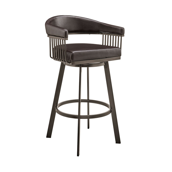 Chelsea - 29" Bar Height Swivel Bar Stool - Java - Brown Finish And Chocolate Faux Leather