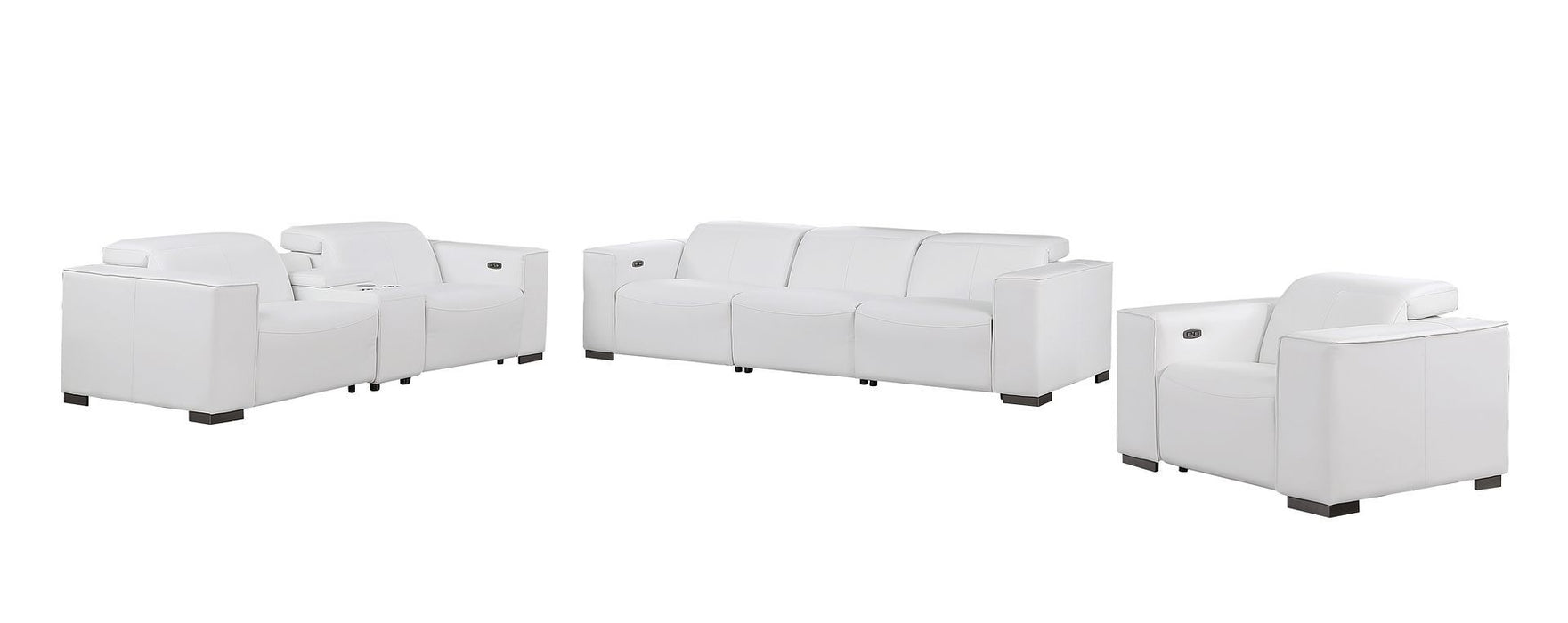 1208 - Modular Leather Set With 6 Power Recliners & Power Headrests