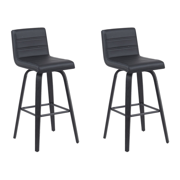 Vienna - Modern Swivel Bar Height Stool - Black Brushed Wood Frame