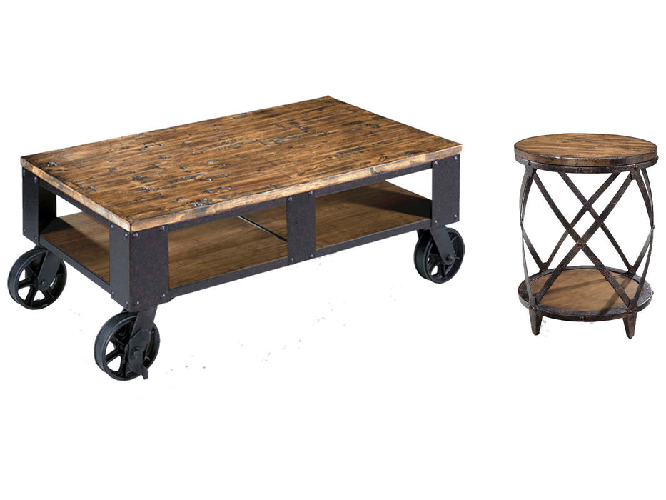 Pinebrook - Rectangular 2 Braking Casters Cocktail Table Set