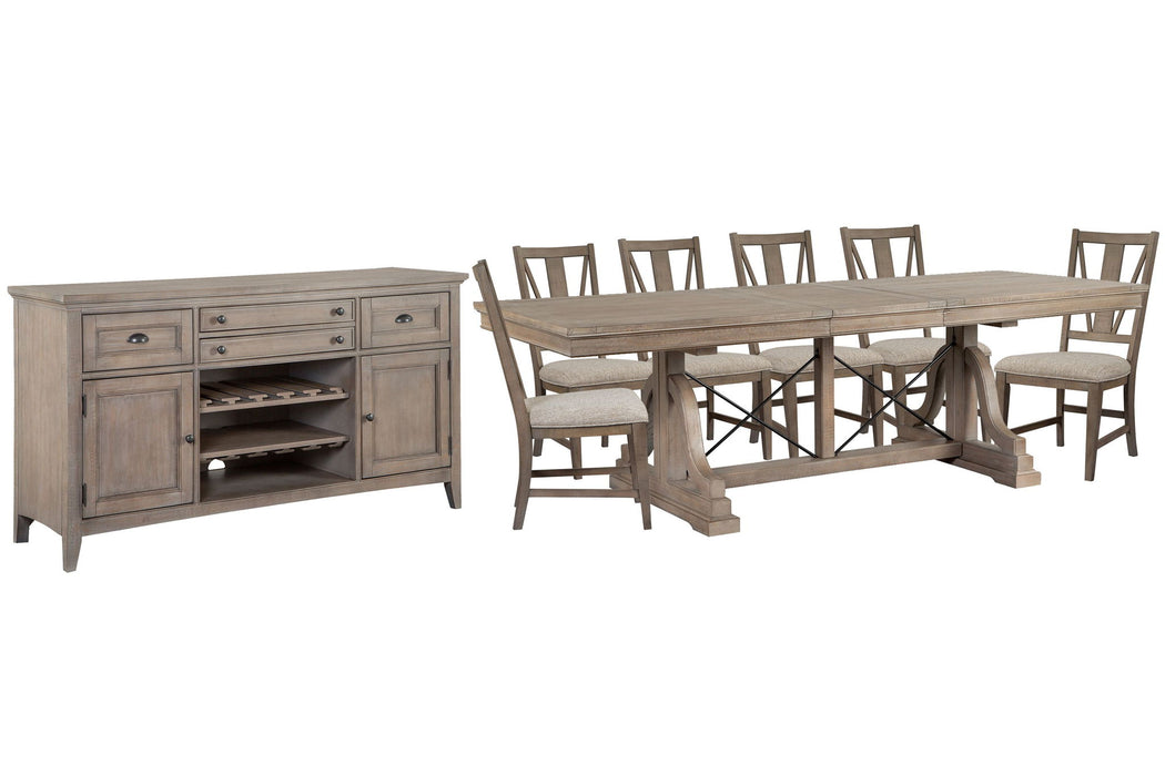 Paxton Place - Extendable Trestle Dining Table Set