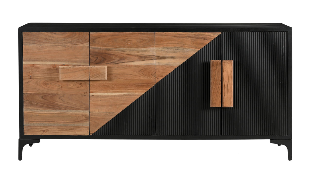 Methone - Four Door Credenza - Natural / Black