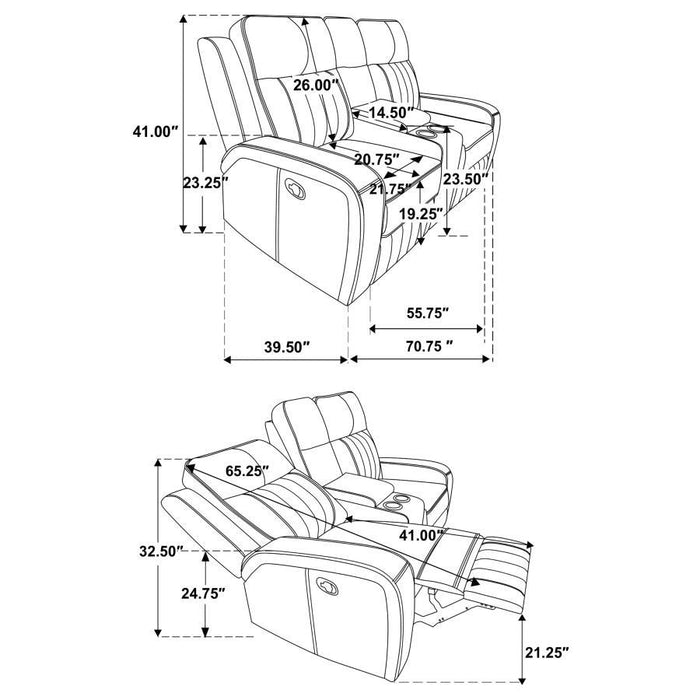 Raelynn - Upholstered Motion Reclining Loveseat - Grey