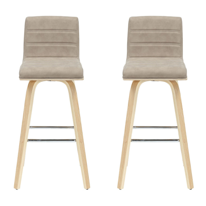 Vienna - 39.5" Swivel Bar Height Square Back Wood Bar Stool With Faux Leather Seat
