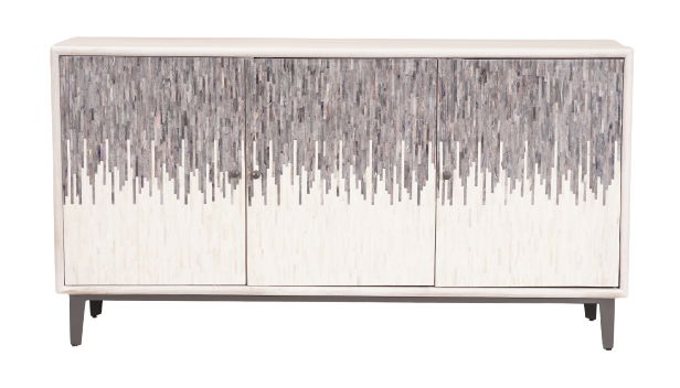 Pascal - Three Door Credenza - Kai Gray / White Bone Inlay