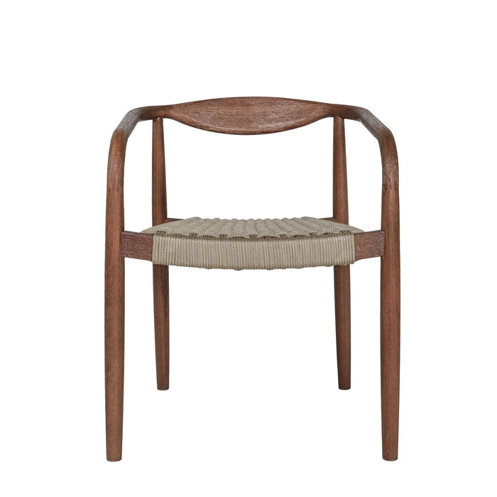 Cove - Outdoor Dining Chair With Tapered Legs (Set of 2) - Brown Eucalyptus / Rope Seat