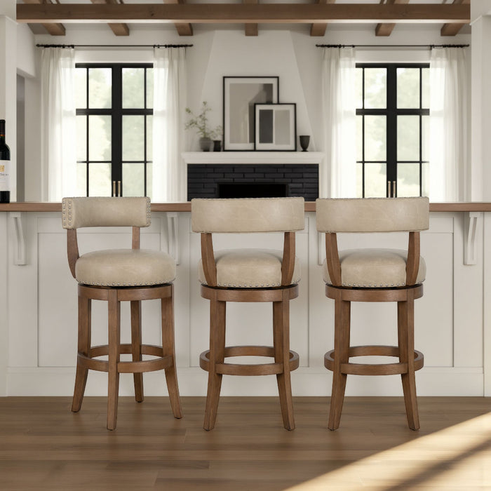 Mystic - Swivel Rubberwood Counter Or Bar Height Barstool With Faux Leather Seat