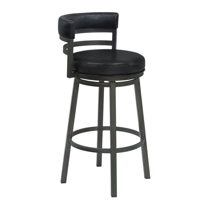 Madrid - 26" Counter Height Metal Swivel Barstool - Ford Black Pu And Mineral Finish