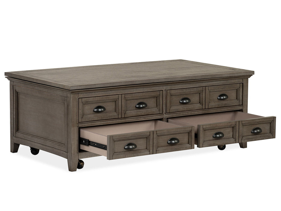 Paxton Place - Lift Top Storage Cocktail Table With Casters - Dovetail Gray