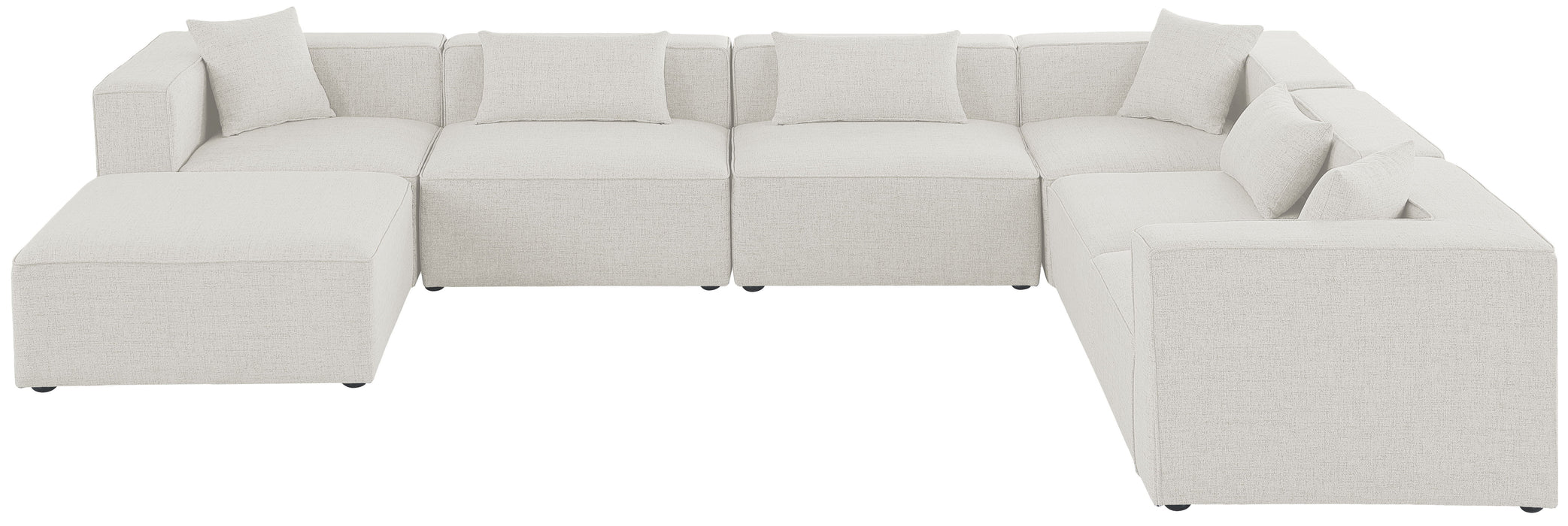 Cube - Modular Sectional 7 Piece - Cream - Fabric