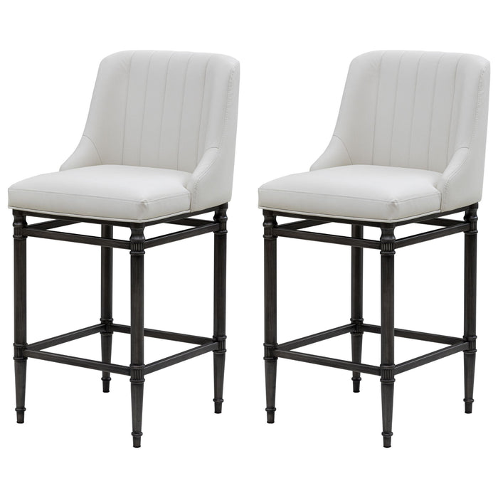 Marvin - Steel Frame Faux Leather Upholstered Bar Height Barstool