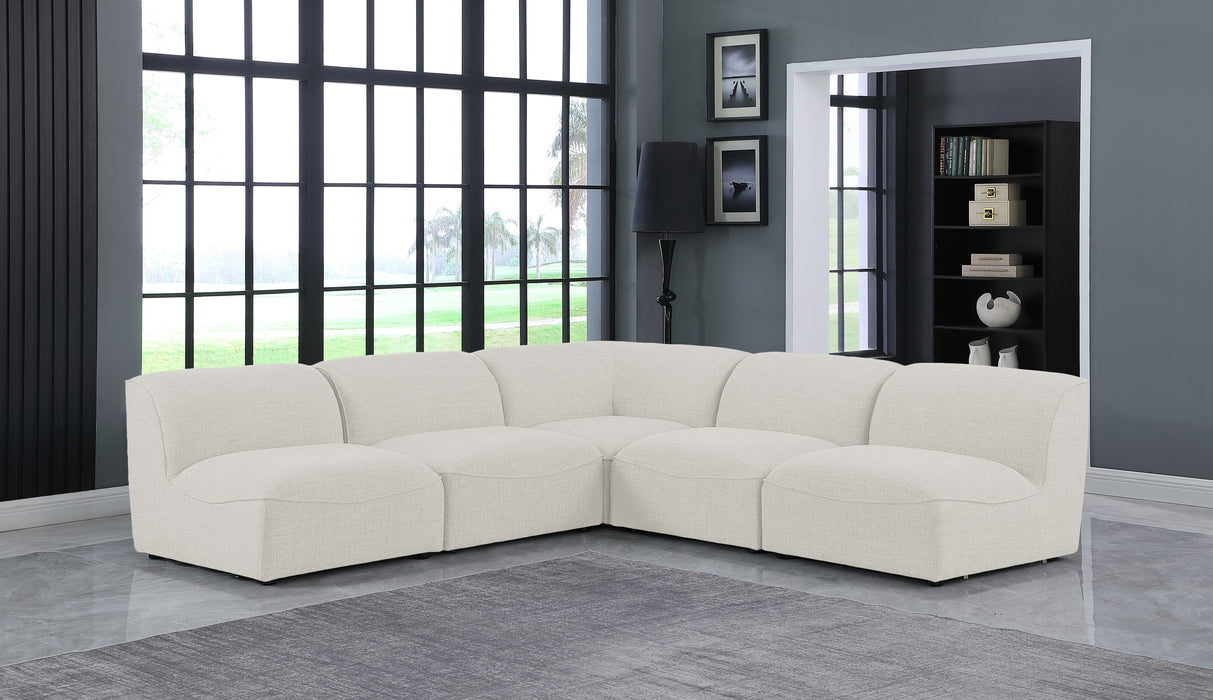 Miramar - Modular Sectional 5 Piece - Cream - Fabric - Modern & Contemporary