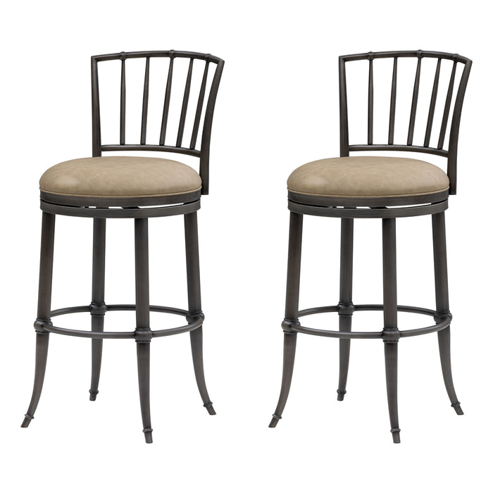 Vince - Commercial Grade Steel Frame Faux Leather Upholstered Swivel Bar Height Barstool