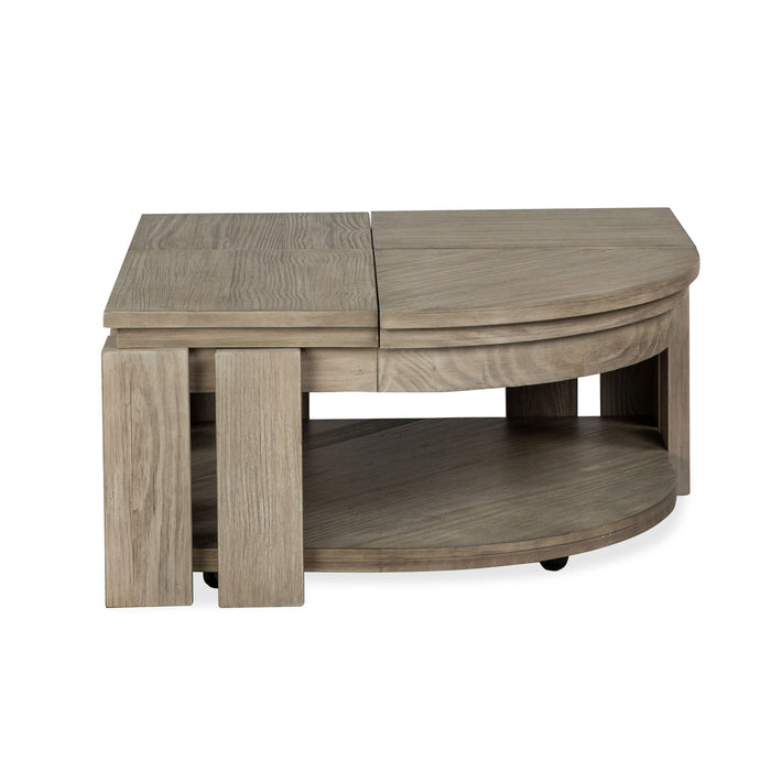 Conrad - Pie Shaped Lift Top Cocktail Table With Casters - Stone Harbor Gray