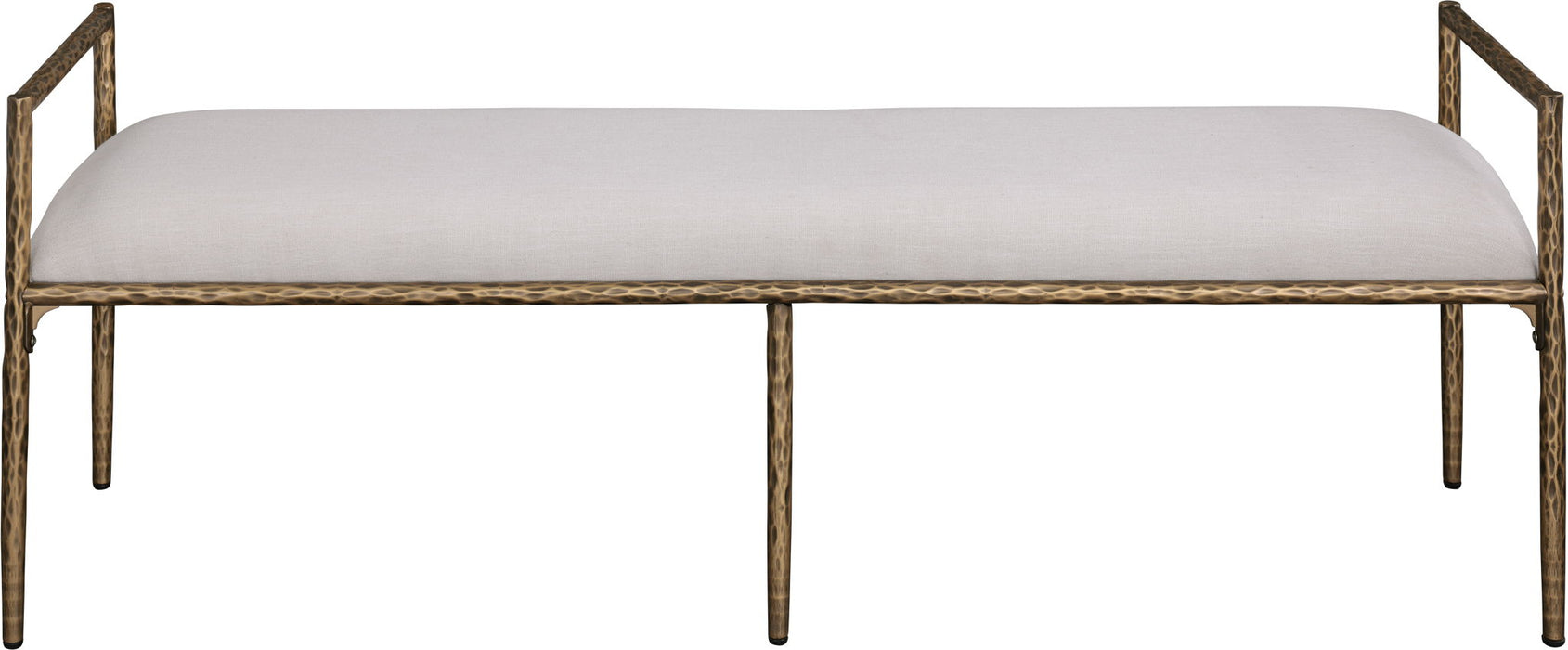 Axis - Linen Textured  Beige Fabric Upholstered Bench
