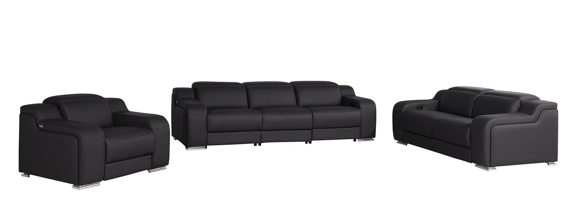 1116 - 6-Piece Modular Power Reclining Sofa, Loveseat & Chair Set In With 6 Power Recliners & Power Headrests