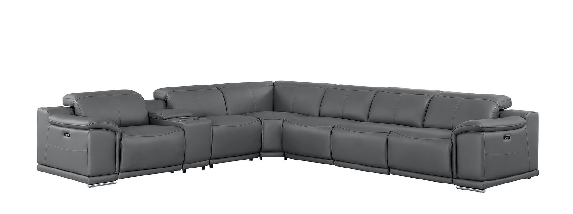 2679 - 7-Piece L-Shaped Power Reclining Sectional In Genuine Leather (4 Recliners)