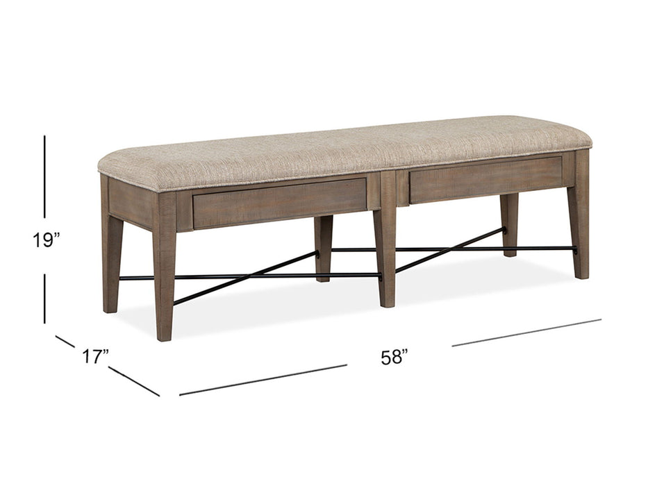 Paxton Place - Bench With Upholstered Seat - Dovetail Gray