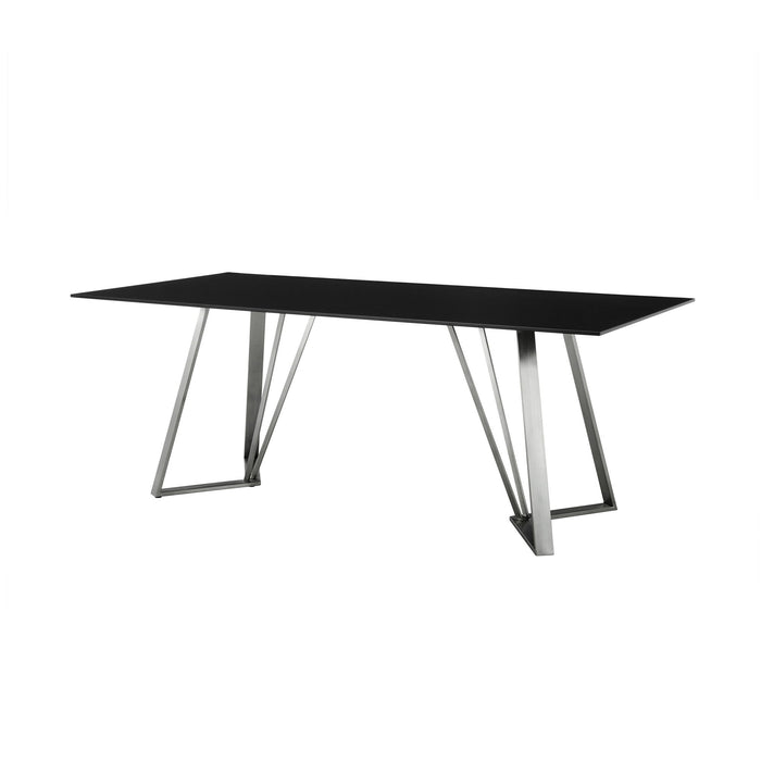 Cressida - Glass And Stainless Steel Rectangular Dining Room Table - Black / Brushed