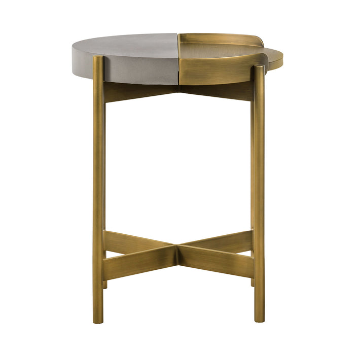 Dua - End Table With Antique Brass - Gray Concrete