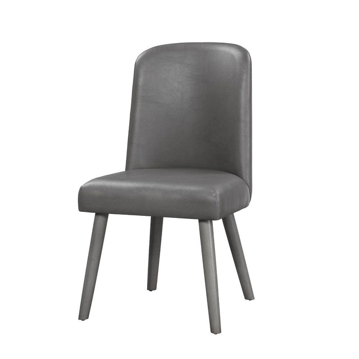 Waylon - Side Chair (Set of 2) - Gray Synthetic Leather & Gray Oak