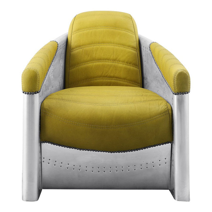 Brancaster - Accent Chair - Yellow Top Grain Leather & Aluminum