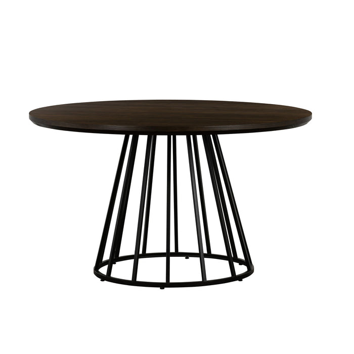 Motion - Metal Round Dining Table - Oak