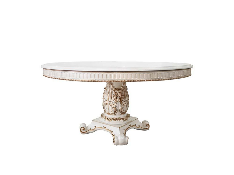 Vendome - 76" Round Dining Table With Pedestal Base - Antique Pearl