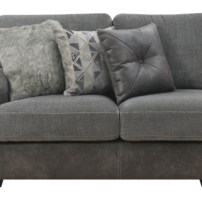 Berlin - 2 Piece Sectional - Gray Herringbone & Sanded Microfiber - Fabric